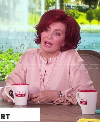 Sharon’s rose tie sleeve silk top on The Talk