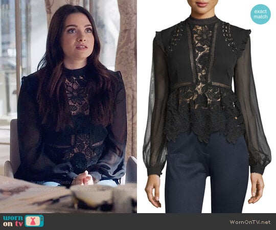 Self Portrait Floral-Lace Long-Sleeve Top worn by Jane Sloan (Katie Stevens) on The Bold Type
