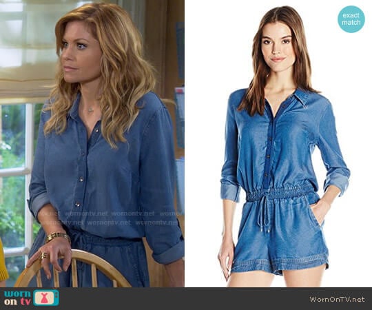Splendid Blocked Indigo Romper worn by DJ Tanner-Fuller (Candace Cameron Bure) on Fuller House