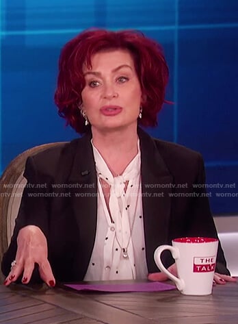 Sharon’s star print neck tie top on The Talk