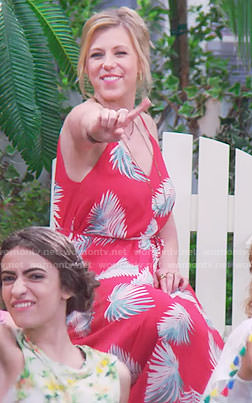 Stephanie’s red palm leaf print maxi dress on Fuller House