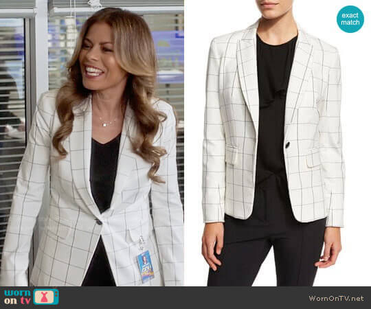Veronica Beard Clubhouse Cutaway Jacket worn by Kara Lynch (Lisa Vidal) on Being Mary Jane