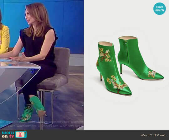 Zara Embroidered Satin High Heel Ankle Boots worn by Jedediah Bila on The View
