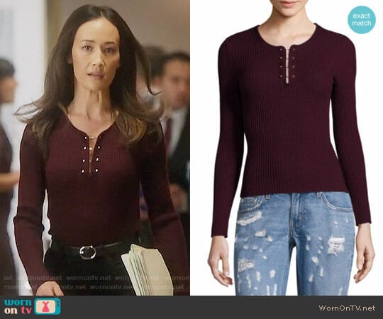 10 Crosby Derek Lam Barbell Rib-Knit Merino Wool Pullover worn by Hannah Wells (Maggie Q) on Designated Survivor