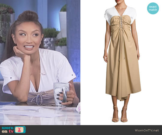 3.1 Phillip Lim Cap-Sleeve Gathered Front Cotton Woven Dress worn by Jeannie Mai on The Real