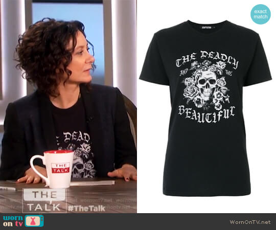 Adaptation The Deadly and the Beautiful Jersey T-Shirt worn by Sara Gilbert on The Talk