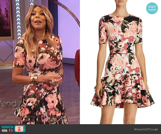 Aqua Floral Tiered-Hem Dress worn by Wendy Williams on The Wendy Williams Show