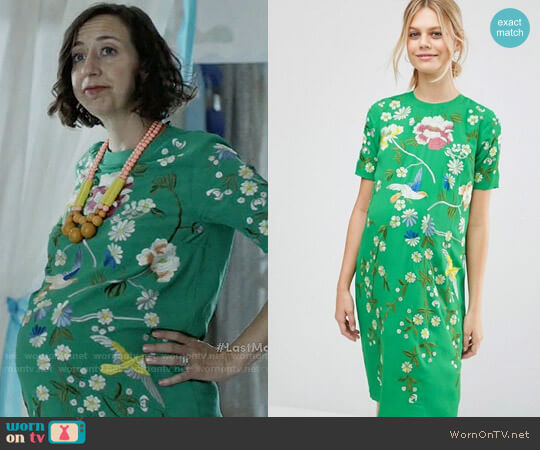 ASOS Maternity Bird and Floral Embroidered Shift worn by Carol Pilbasian (Kristen Schaal) on Last Man On Earth