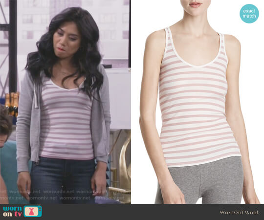 Anthony Thomas Melillo Striped Ribbed Modal Tank worn by Eve Roberts (Liza Lapira) on 9JKL