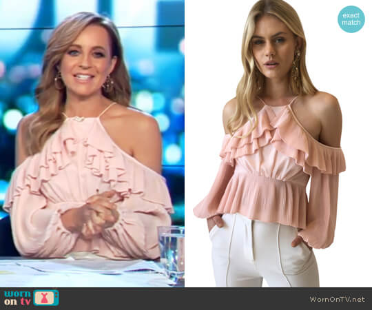 Acler Keppel Pleat Top in Pearl worn by Carrie Bickmore on The Project