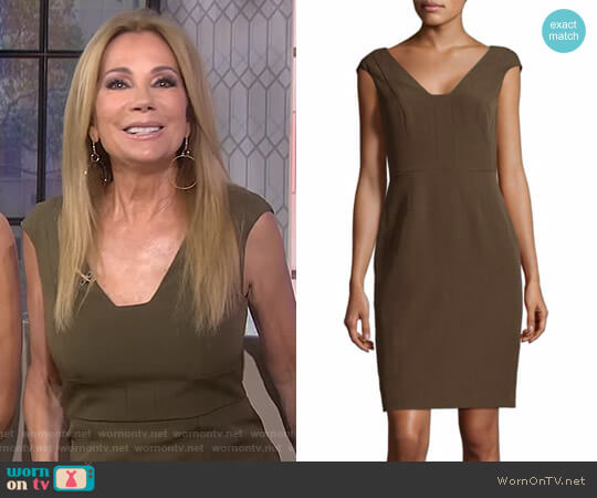Adrianna Papell Crepe Sheath Olive Dress worn by Kathie Lee Gifford on Today