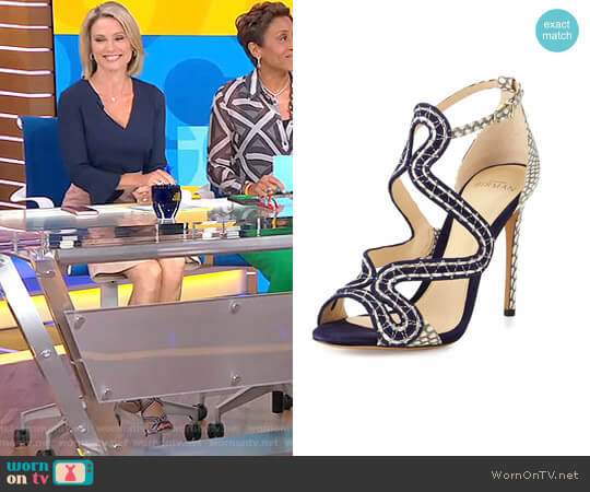 Alexandre Birman New Alice Suede/Snake Sandal worn by Amy Robach on Good Morning America