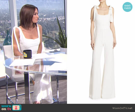 Alexis Lincoln Bow-Detail Microdot Jumpsuit worn by Catt Sadler on E! News