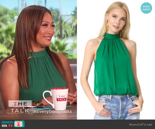 Alice + Olivia Maris Gathered Halter Top worn by Carrie Inaba on The Talk