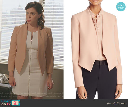 Alice + Olivia Roxanne Collarless Jacket worn by Rebecca Bunch (Rachel Bloom) on Crazy Ex-Girlfriend