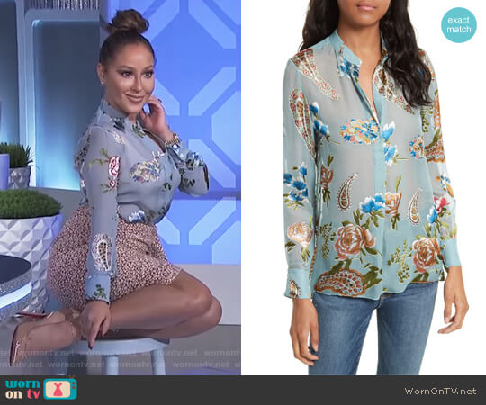 Alice + Olivia Amos Print Side Slit Tunic worn by Adrienne Houghton on The Real