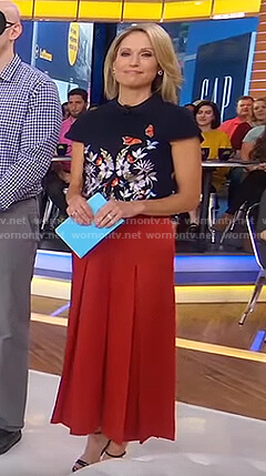 Amy’s butterfly top and orange culottes on Good Morning America