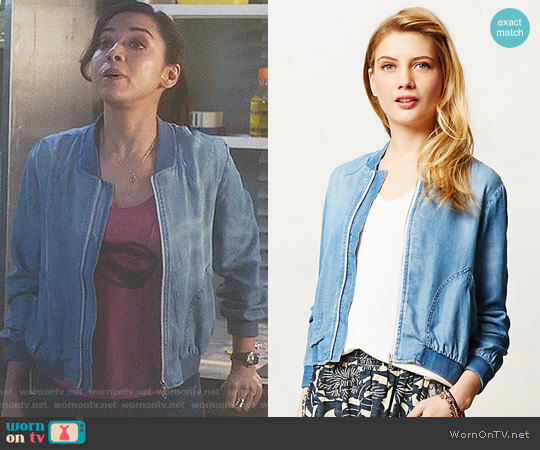 Cloth & Stone Chambray Bomber worn by Ella Lopez (Aimee Garcia) on Lucifer