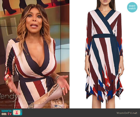 BCBGMAXAZRIA Isabella Asymmetric Wrap Dress worn by Wendy Williams on The Wendy Williams Show
