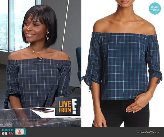 Bailey 44 Off-the-Shoulder Plaid Top worn by Zuri Hall on E! News