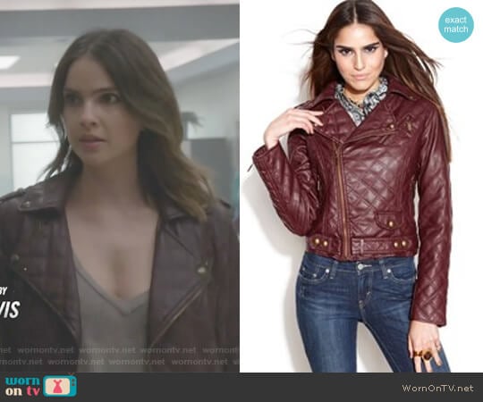 Bar lll Quilted Faux-Leather Motorcycle Jacket worn by Malia Tate (Shelley Hennig) on Teen Wolf