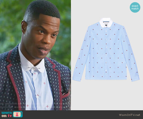 Gucci Bee Fil Coupé Cambridge Shirt worn by Jeff Colby (Sam Adegoke) on Dynasty