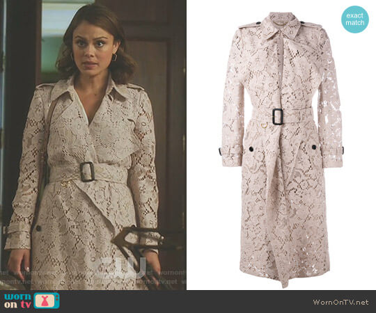 Burberry Macramé Lace Wrap Trench Coat worn by Cristal Flores (Nathalie Kelley) on Dynasty