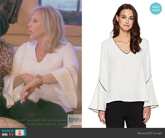 Calvin Klein Bell Sleeve Blouse worn by Vicki Gunvalson on The Real Housewives of Orange County