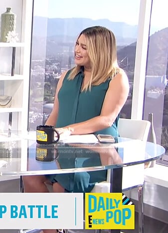 Carissa’s green sleeveless shirtdress on E! News Daily Pop