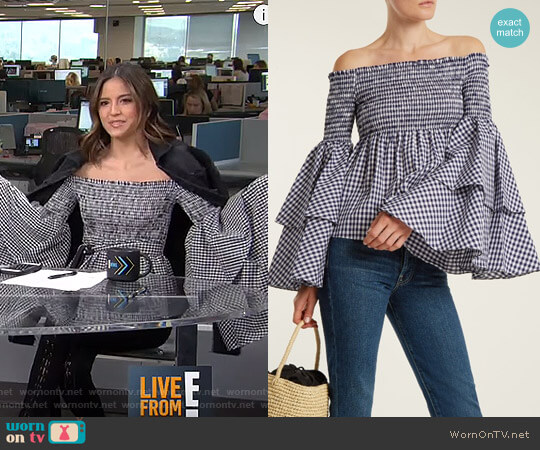 Caroline Constas Appolonia Off The Shoulder Blouse worn by Erin Lim on E! News
