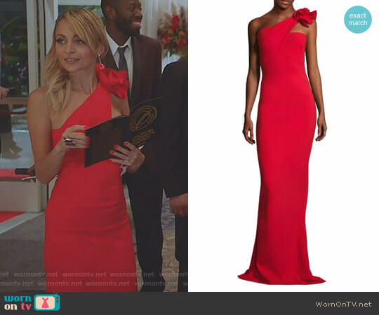 Chiara Boni La Petite Robe Asymmetrical One Shoulder Gown worn by Portia Scott-Griffith (Nicole Richie) on Great News