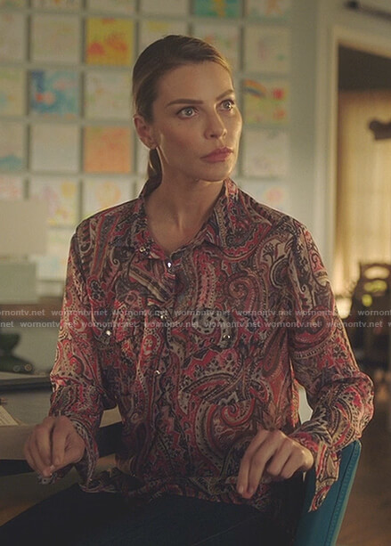 Chloe’s pink paisley print blouse on Lucifer