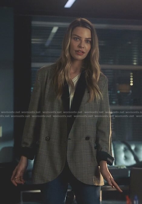 Chloe’s plaid contrast shawl collar blazer on Lucifer