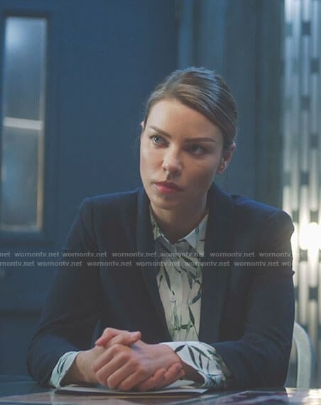 Chloe’s white bamboo print blouse on Lucifer