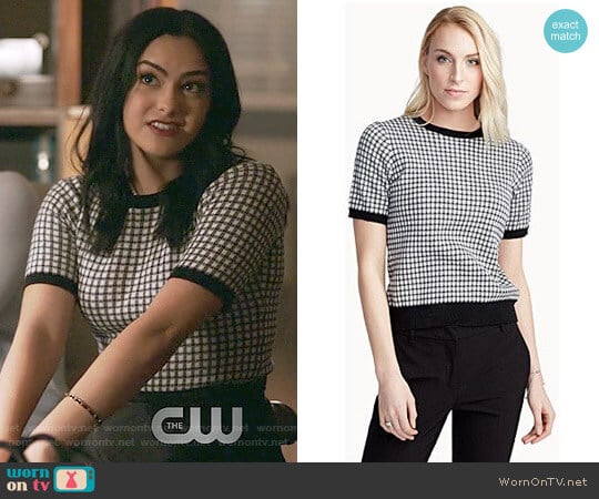 Contemporaine Organic Cotton Gingham Sweater worn by Veronica Lodge (Camila Mendes) on Riverdale