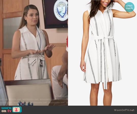 RACHEL Rachel Roy Cotton Printed Shirtdress worn by Valentina Barella (Lea Michele) on The Mayor