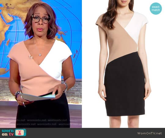 Diane von Furstenberg Colorblock Sheath Dress worn by Gayle King on CBS Mornings