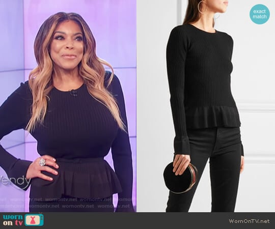 Diane von Furstenberg Ribbed-knit Peplum Sweater worn by Wendy Williams on The Wendy Williams Show