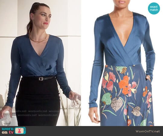 Diane von Furstenberg Lala Bodysuit worn by Lena Luthor (Katie McGrath) on Supergirl