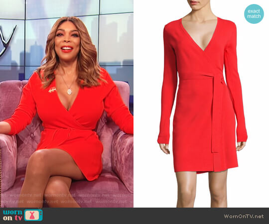 Diane von Furstenberg Long-Sleeve Knit Wrap Dress worn by Wendy Williams on The Wendy Williams Show