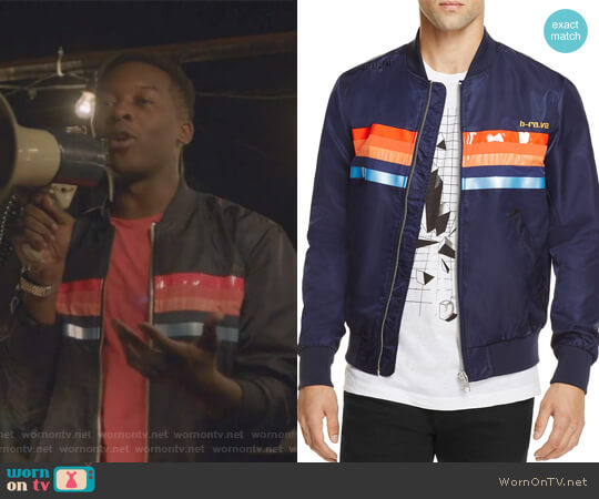Diesel J-Slater Striped Bomber Jacket worn by Courtney Rose (Brandon Micheal Hall) on The Mayor