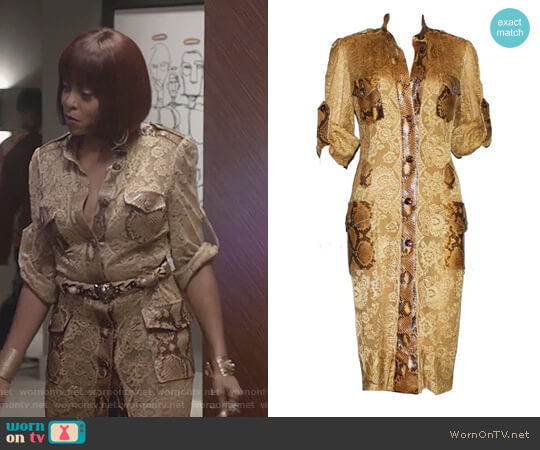 Dolce & Gabbana Python Snakeskin Lace Tortoise Dress worn by Cookie Lyon (Taraji P. Henson) on Empire