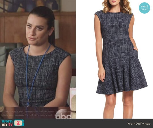 Eliza J Tweed Fit & Flare Dress worn by Valentina Barella (Lea Michele) on The Mayor
