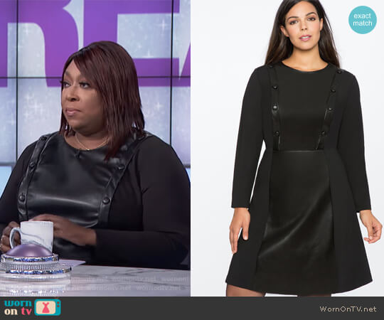 Eloquii Button Detail Faux Leather Dress worn by Loni Love on The Real
