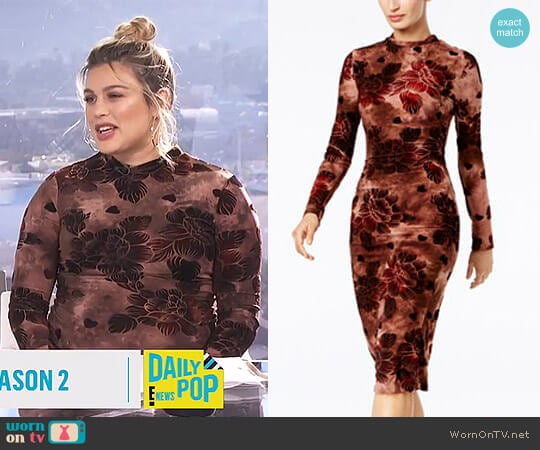 Endless Rose Velvet-Flocked Printed Midi Dress worn by Carissa Loethen Culiner on E! News