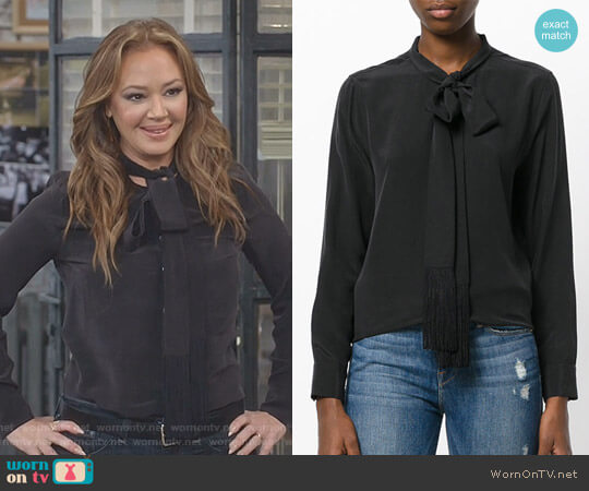 Equipment Tie Neck Blouse with Fringe Detail worn by Vanessa Cellucci (Leah Remini) on Kevin Can Wait