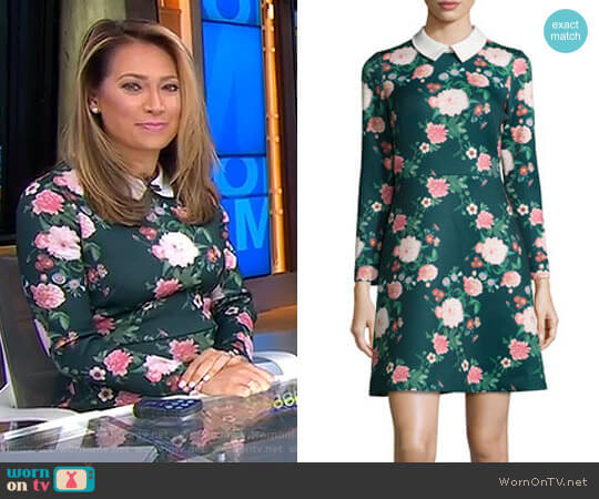 Erin Fetherston Mila Collared Floral-Print Cocktail Dress worn by Ginger Zee on Good Morning America