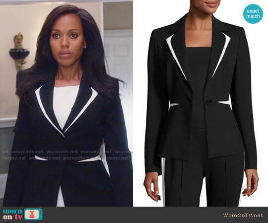 Escada Contrast-Trim One-Button Blazer worn by Olivia Pope (Kerry Washington) on Scandal