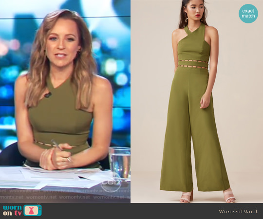 Finders Keepers Solar Jumpsuit worn by Carrie Bickmore on The Project