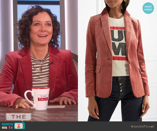 Frame Classic Cotton-Blend Velvet Blazer worn by Sara Gilbert on The Talk
